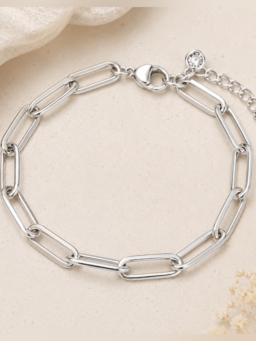 Stainless Steel Paperclip Chain Bracelet Silver Waterproof Tarnish Free